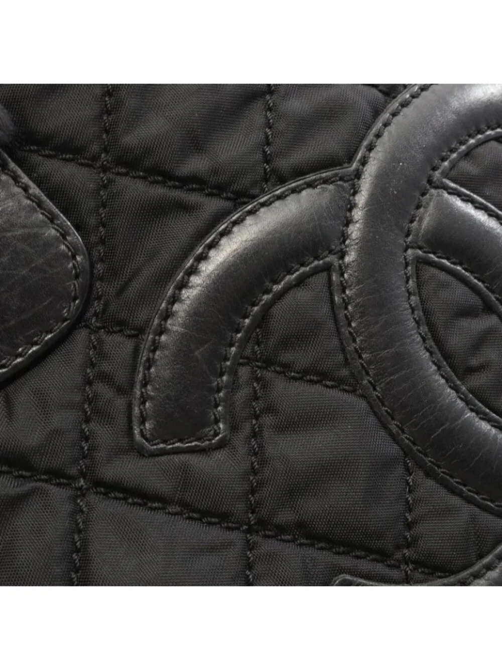 Chanel Tote Paris New York Line Black Nylon Leather New